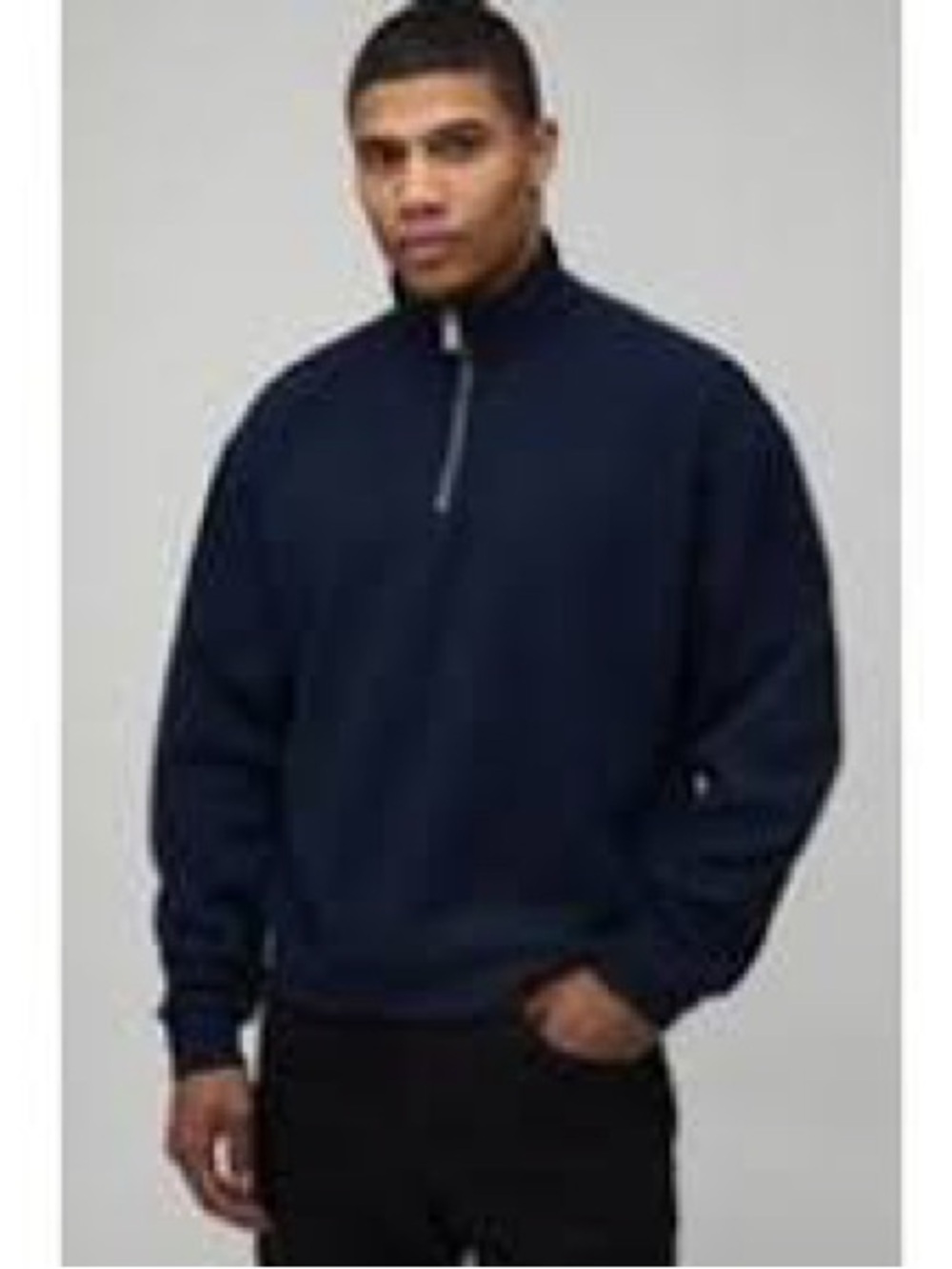 Peter Millar Men's Navy Zip-Front Mock Neck Sweater 764